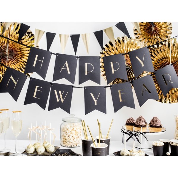 Vimpel - Happy New Year - Svart/Guld Vimpel - Happy New Year - Svart/Guld