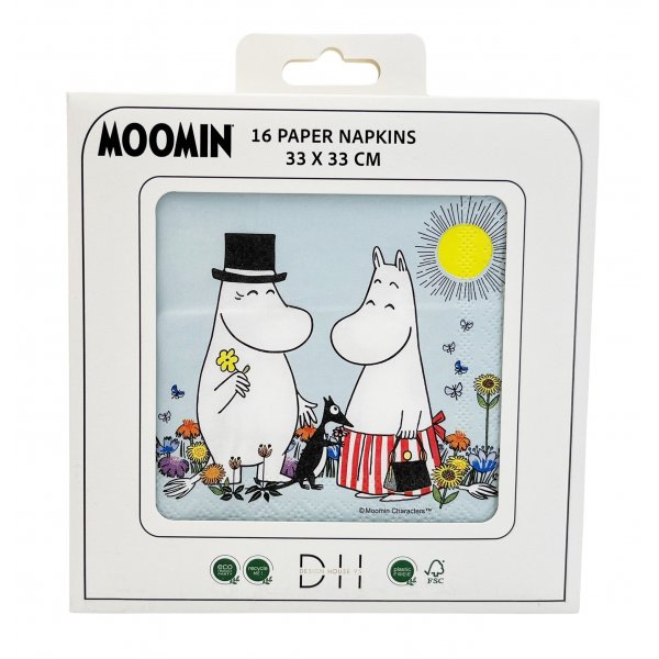 Servett 33x33cm - 16st 3-lager - Blå Mumin Servett 33x33cm - 16st 3-lager - Blå Mumin