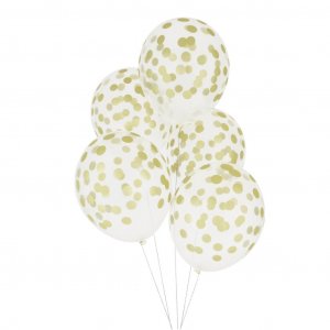 Ballonger - Printed Confetti - Guld - 5-pack