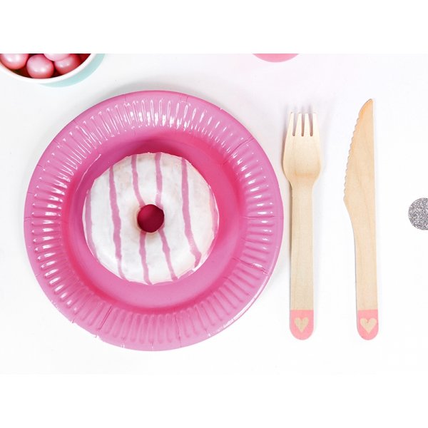 Träbestick - Ljusrosa - Hjärtan Träbestick - Ljusrosa - Hjärtan