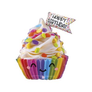 Folieballong - Cupcake - Happy Birthday