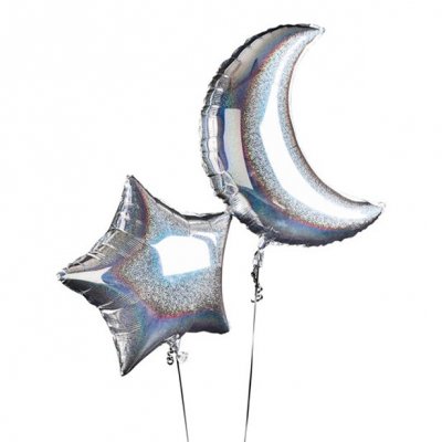 Folieballonger - Stjärna/Måne - Holographic