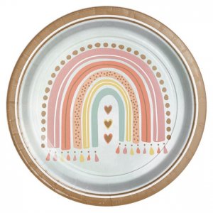 Papptallrikar - Boho Rainbow - 8-pack