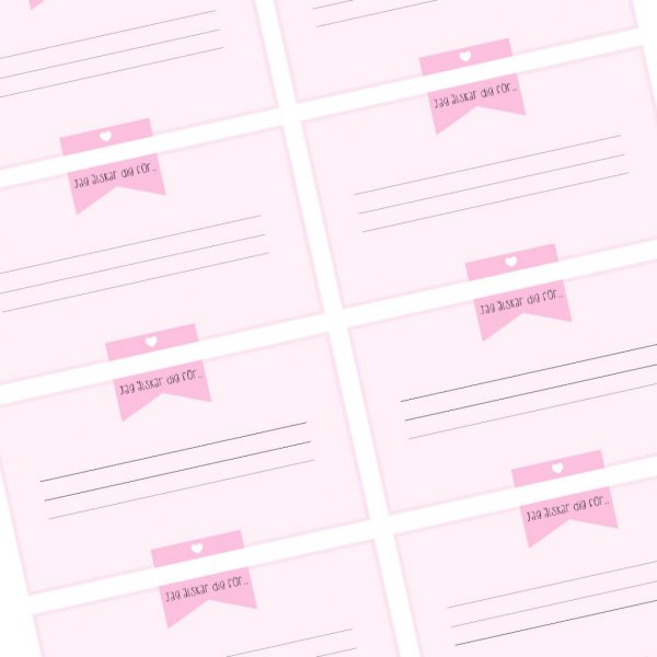 Fyll-i-kort - Jag lskar dig - Rosa - 20st