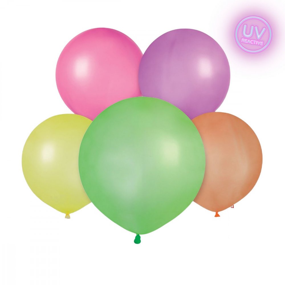 Latexballonger – Neon Mix – UV Glow – 48 cm – 10-pack – Pastell, Enfärgade ballonger, Ballonger