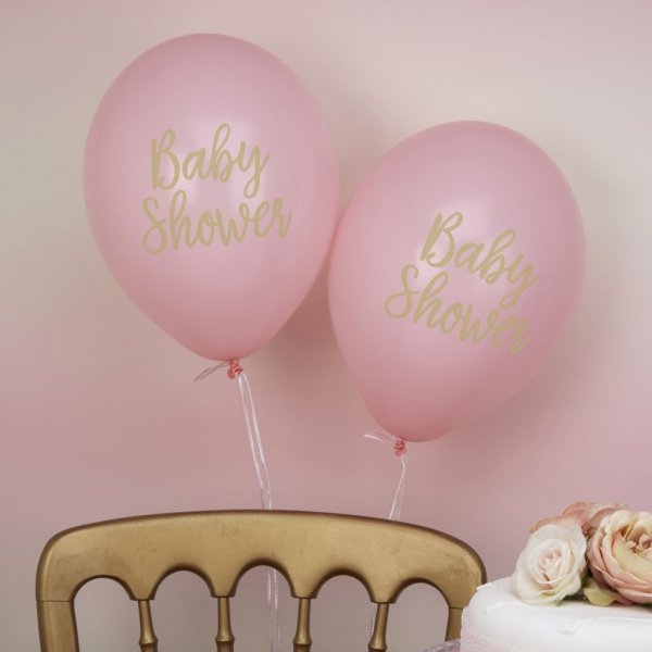 Ballonger - Baby Shower - Rosa/Guld - 8-pack Ballonger - Baby Shower - Rosa/Guld - 8-pack