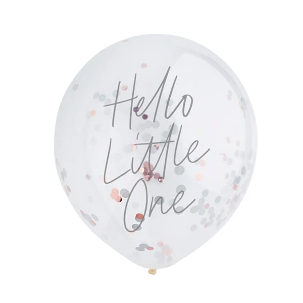Konfettiballonger - Hello Little One - Silver/Ros�gold - 5 st
