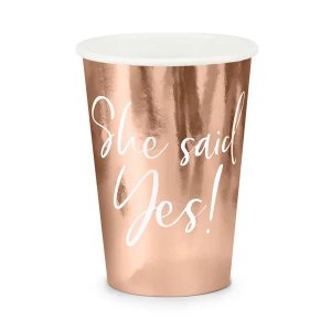 Pappmuggar - She said yes - Rosguld - 6-pack