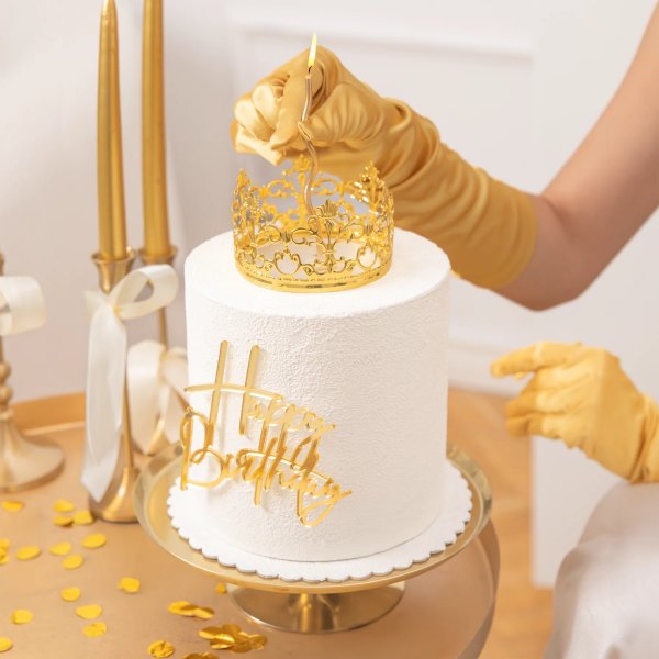 Cake Topper - Krona - Guld - 10 cm Cake Topper - Krona - Guld - 10 cm