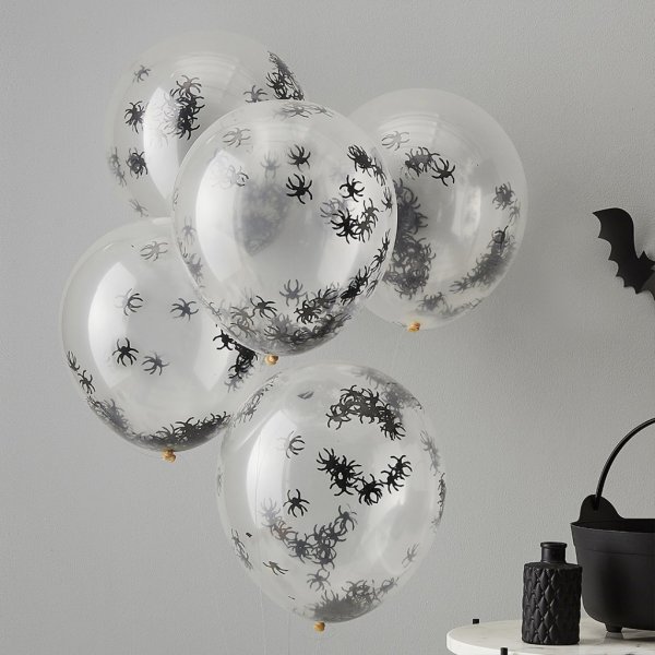Konfettiballonger - Spiders - 5-pack