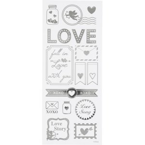 Stickers - silver - love - 10x24 cm