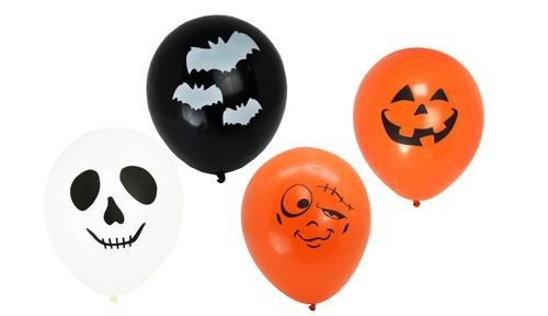 Ballongbukett - Halloween - Svart/Orange/Vit - 8 st