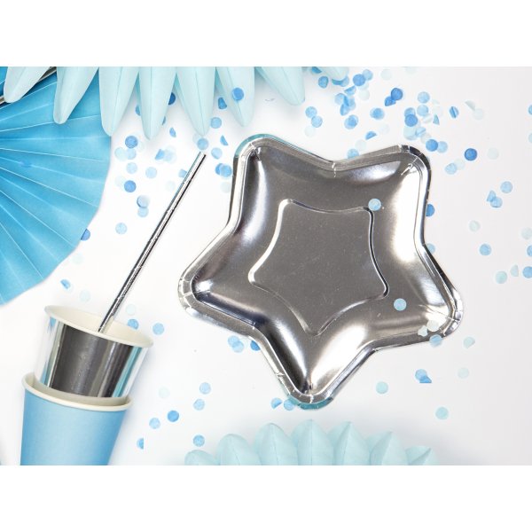 Sm tallrikar - Stjrna - Silver - 6-pack