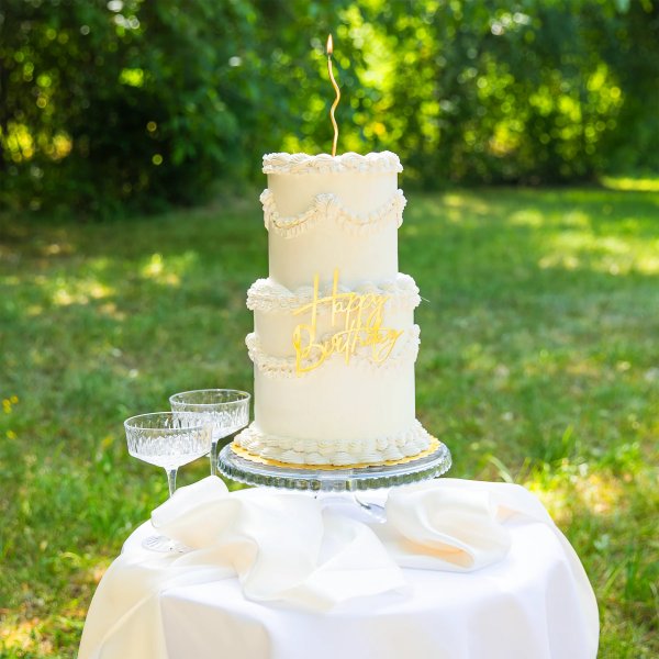Cake Topper / Mirror topper - Happy Birthday - Guld - Akryl