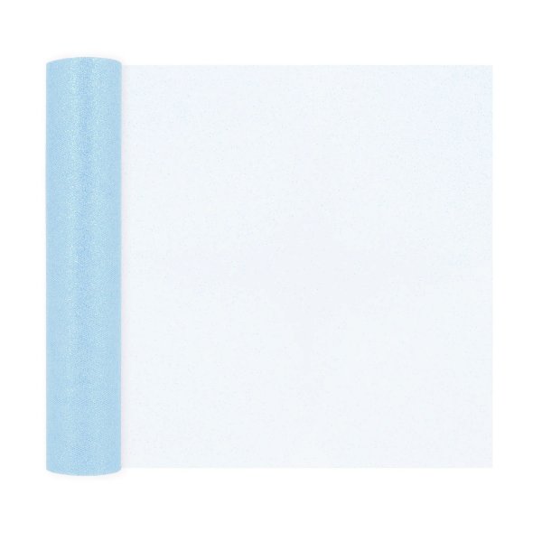 Tyll - Ljusbl - Glitter - 30 cm brett, 9m lngt