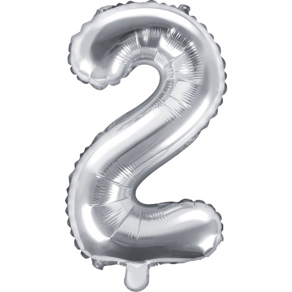 Sifferballong – Silver – 35 cm – Siffra: 2 – Sifferballonger, Ballonger