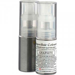 Ätbar glitterspray - Sugarflair - Grafitgrå - 10 g