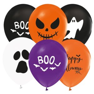Ballonger - Halloween - Vit/Svart/Orange/Lila - 30 cm - 8-pack
