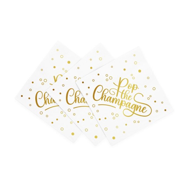 Servetter - Pop the champagne - Vit - 33x33 cm - 20-pack