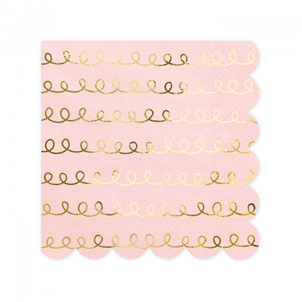 Servetter - Swirls - Rosa/Guld - 20-pack