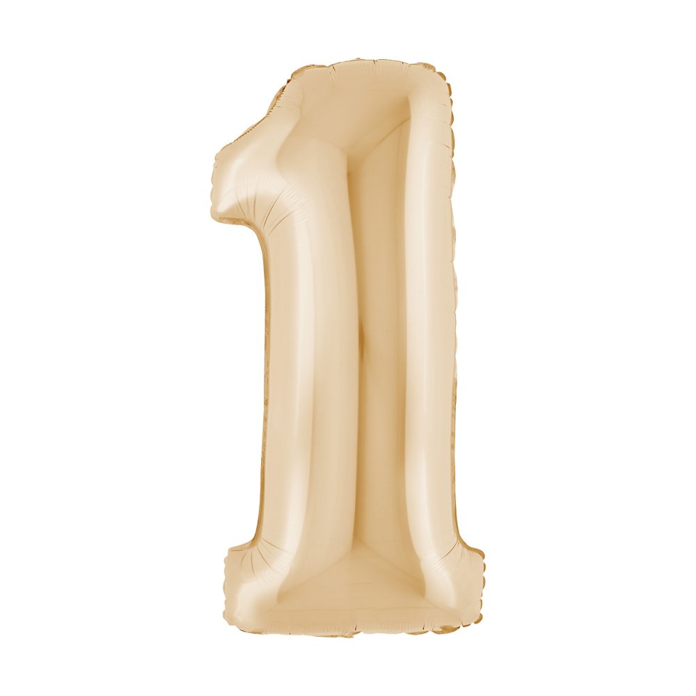 Ballongsiffra - White Gold - 100 cm - Siffra: 1 - Sifferballonger, Ballonger
