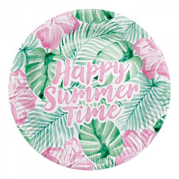 Papptallrikar - Happy Summer Time - 23 cm - 8-pack