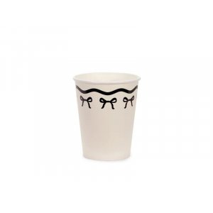 Pappmuggar - Vita med svart rosett - 6-pack