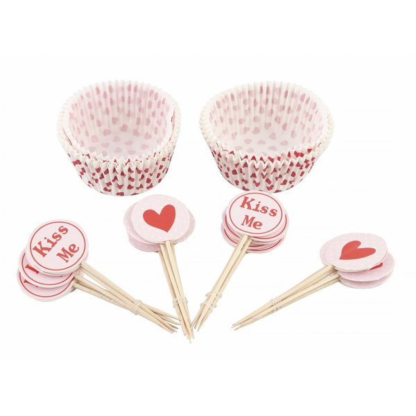 Muffinsformar & Picks - Kiss me - 48-pack