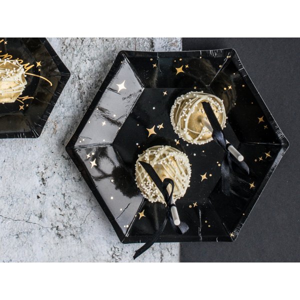 Desserttallrikar - Sparkle - Svart/Guld - 6-pack Desserttallrikar - Sparkle - Svart/Guld - 6-pack