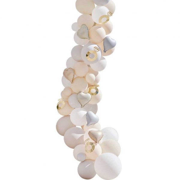 Ballongbge - Frlovningsringar & Hjrtan - Vit/Taupe/Gr