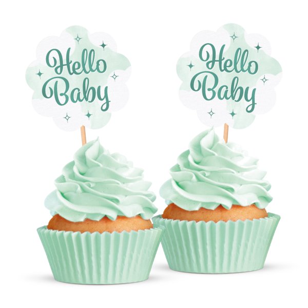 Cake Picks - Hello Baby - Mint - 12-pack