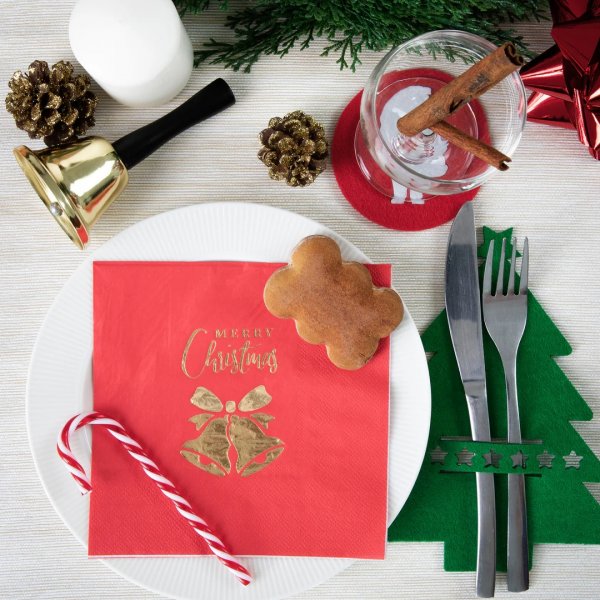 Servetter - Röda - Merry Christmas - 33x33 cm - 10-pack Servetter - Röda - Merry Christmas - 33x33 cm - 10-pack