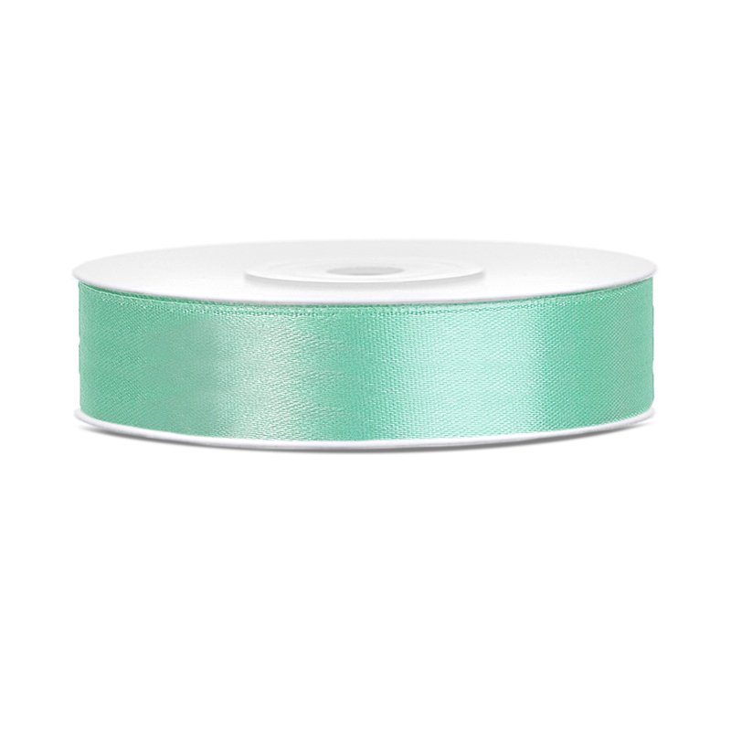 Satinband – 25 m – Mint – Bredd: 12 mm – Blöjtårta, Baby Shower