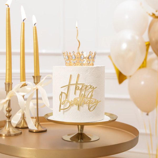 Cake Topper - Krona - Guld med silverkristaller Cake Topper - Krona - Guld med silverkristaller