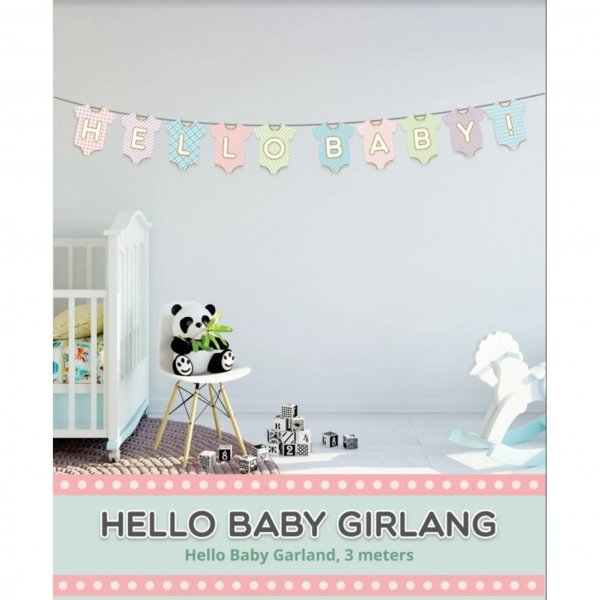 Girlang - Hello baby - Pastell - Babybodies - 3 meter Girlang - Hello baby - Pastell - Babybodies - 3 meter