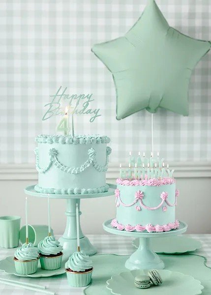 Cake Topper - Happy Birthday - Akryl - Sage