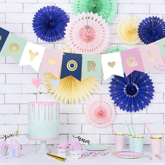 Vimpel - Boy or Girl - Blå/Rosa/Mint Vimpel - Boy or Girl - Blå/Rosa/Mint