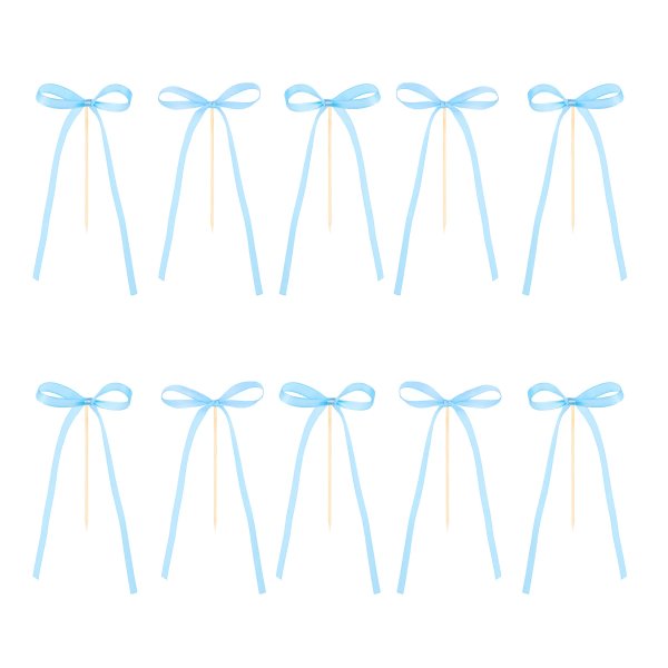 Cake Picks/Cake topper - Rosetter - Ljusbl - 10-pack