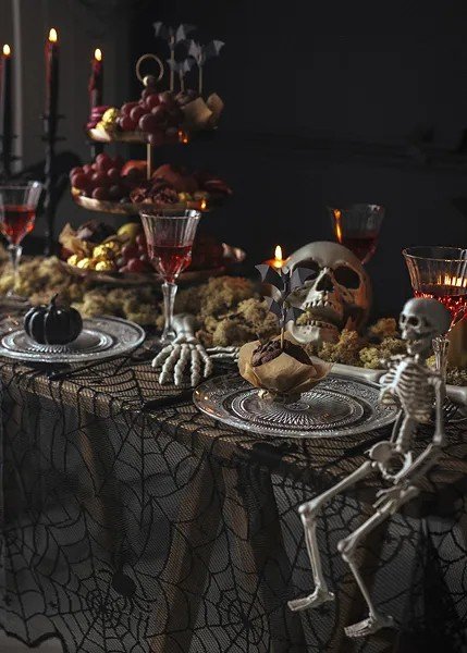 Bordsduk - Halloween - Spindelnt - 135x180 cm