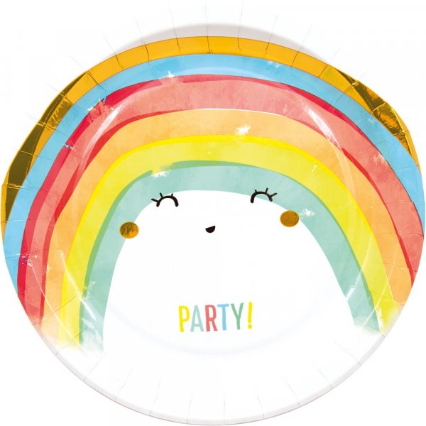 Papptallrikar - Rainbow Party - 23 cm - 8-pack