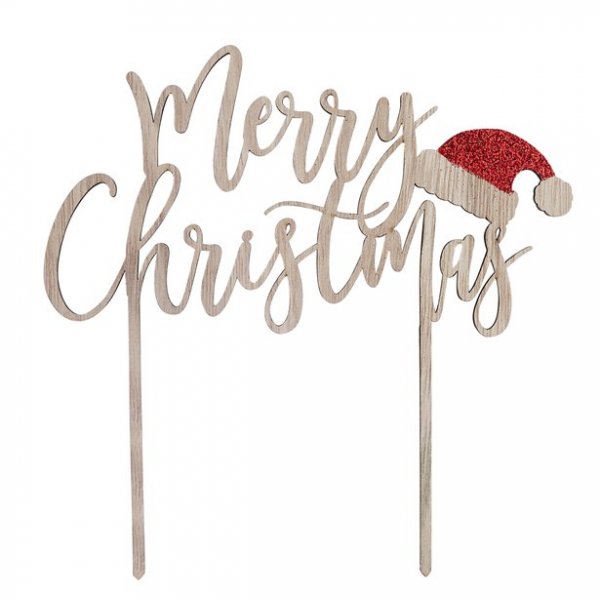 Cake topper - Merry Christmas - Trä/Tomteluva Cake topper - Merry Christmas - Trä/Tomteluva