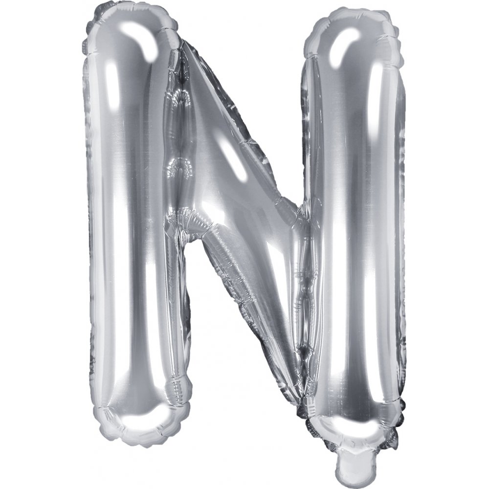 Bokstavsballonger – Silver – 35 cm – Bokstav: N – Bokstavsballonger, Ballonger