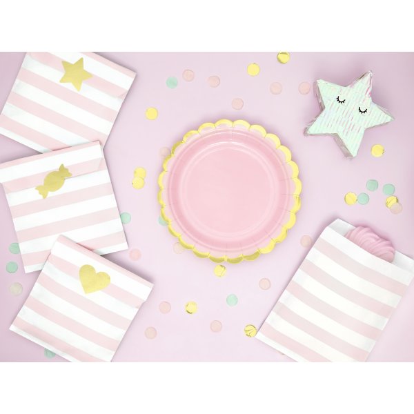 Desserttallrikar - Rosa - guldkant - 6-pack Desserttallrikar - Rosa - guldkant - 6-pack