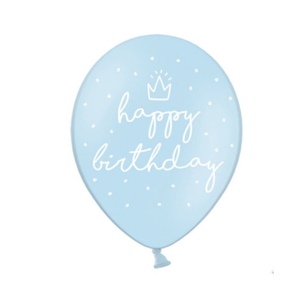 Ballonger Ljusbl� Happy Birthday