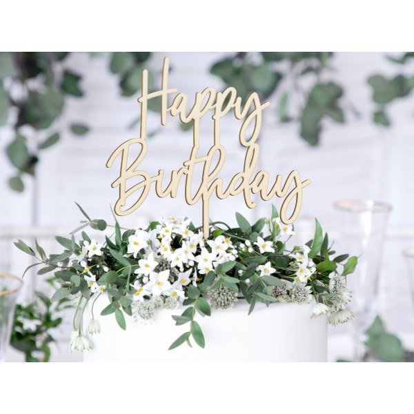 Cake Topper - Trä - Happy Birthday Cake Topper - Trä - Happy Birthday