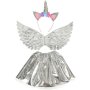 Enh�rningsdr�kt barn kjol diadem vingar Silver