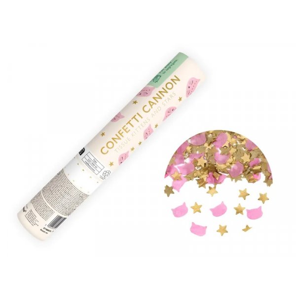 Konfettikanon - 20 cm - Cats - Guld/Rosa Konfettikanon - 20 cm - Cats - Guld/Rosa