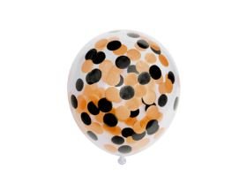 Konfettiballonger - Orange/Svart - 30 cm - 6-pack