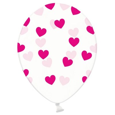 Ballonger - Clear - Hjrtan Hot Pink - 6-pack
