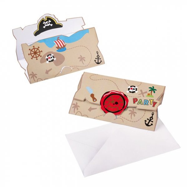 Inbjudningskort - Pirate Party - 8-pack